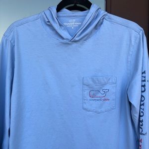 Vineyard Vines Baby Blue Hooded Long Sleeve Tee S
